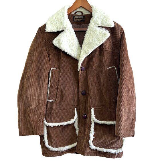 Monterey CA Sportswear Vtg 70s Corduroy Vegan Sherling Jacket